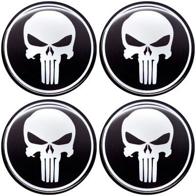 Emblema Adesivo Calota Caveira Justiceiro - Kit 4 Unid