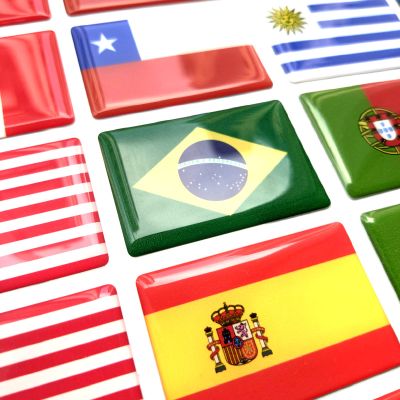 Adesivo Resinado Bandeira Brasil / Pa&iacute;ses / Estados - 6x4 cm - Kit 4 unid