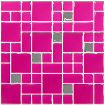 Pastilha Adesiva Resinada - Geo Pink / Prata