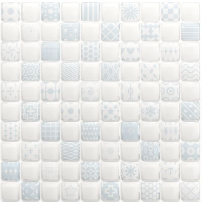 Pastilha Adesiva Resinada - Patchwork Azul