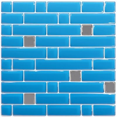 Pastilha Adesiva Resinada - Stripes Azul-Céu / Prata