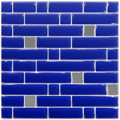 Pastilha Adesiva Resinada - Stripes Azul-Marinho / Prata