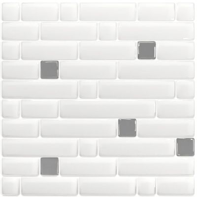 Pastilha Adesiva Resinada - Stripes Branco / Prata