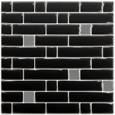 Pastilha Adesiva Resinada - Stripes Preto / Prata